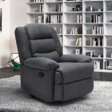 Design fabric relax armchair reclining footstool 4 castors Maura Buy