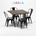 square table set with 4 metal and wood chairs Lix industrial style pigalle Cost