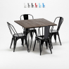 square table set with 4 metal and wood chairs industrial style pigalle Cost