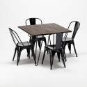 square table set with 4 metal and wood chairs Lix industrial style pigalle Cheap