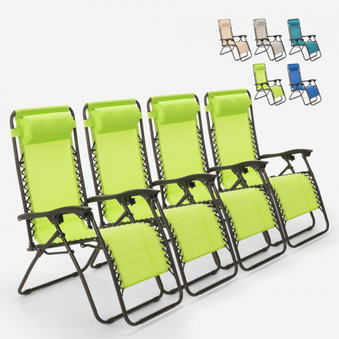 4 multi-position folding deckchairs garden beach Emily Zero Gravity Promotion
