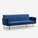 Modern clic clac 3 seater velvet sofa bed Caullae golden legs Discounts