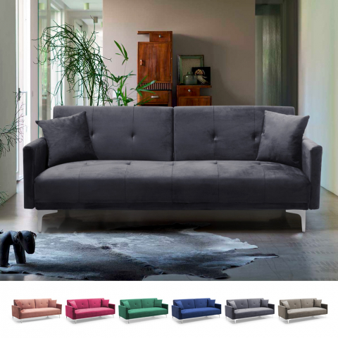 Modern 3-seater sofa bed clic clac design in Villolus velvet fabric Promotion
