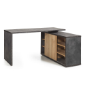 Office Desk Grey And Oak With Sliding Door And Shelves 150x120cm Core Offers