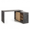Core Office Desk in Gray and Oak with Sliding Door and Shelves 150x120cm Offers