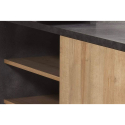 Office Desk Grey And Oak With Sliding Door And Shelves 150x120cm Core Sale