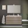 Bathroom cabinet suspended base 2 drawers mirror LED lamp ceramic sink Storsjon Oak Sale