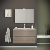 Bathroom cabinet suspended base 2 drawers mirror LED lamp ceramic sink Kallsjon Oak Sale