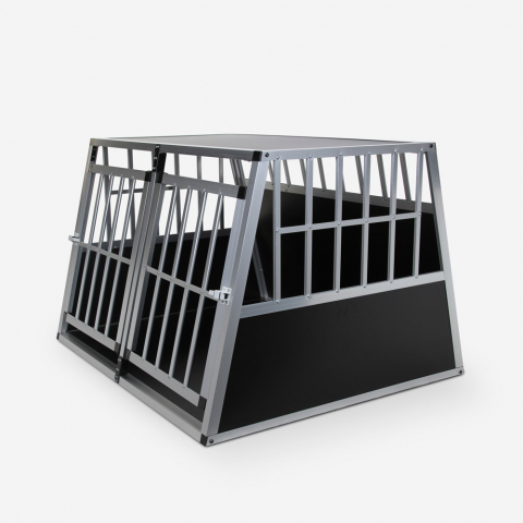 Double rigid dog carrier aluminium cage 104x91x69cm Skaut XL Promotion