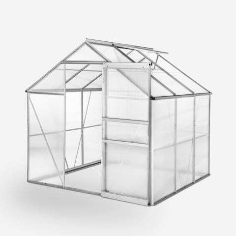 Aluminium polycarbonate garden greenhouse 183x185x205cm Vanilla Promotion
