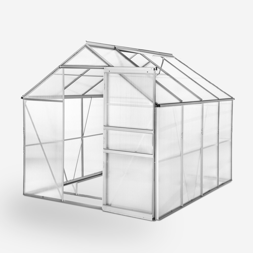Aluminum Polycarbonate Greenhouse with Door Window for Gardening 183x245x205cm Laelia