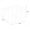 Polycarbonate aluminium garden greenhouse 183x305x205cm Pavonia Measures