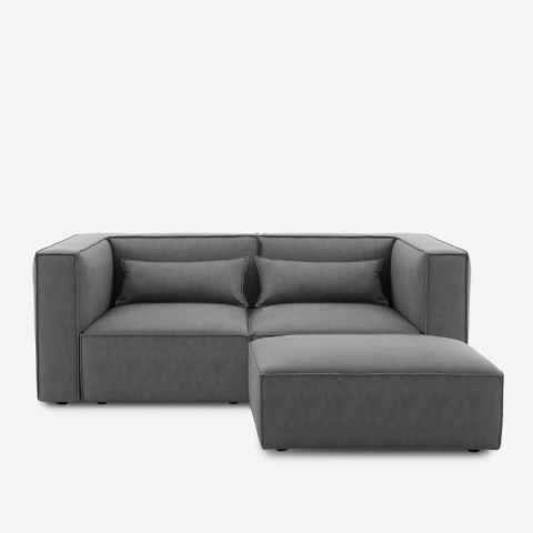 Modern modular 2-seater modular fabric sofa with Solv ottoman Promotion