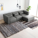 Modern modular 3-seater modular fabric sofa with Solv ottoman Offers