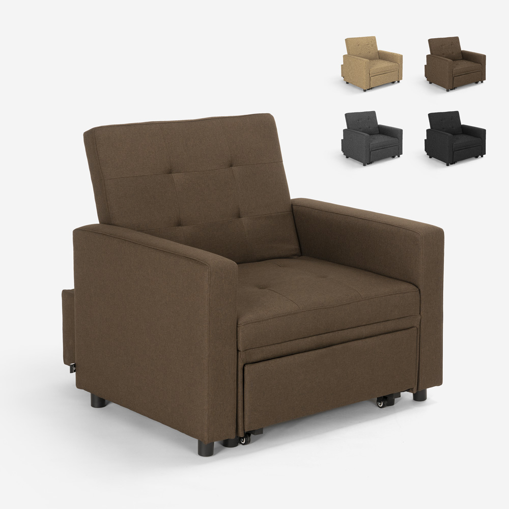 Space-saving modern design single armchair bed with armrests Brooke