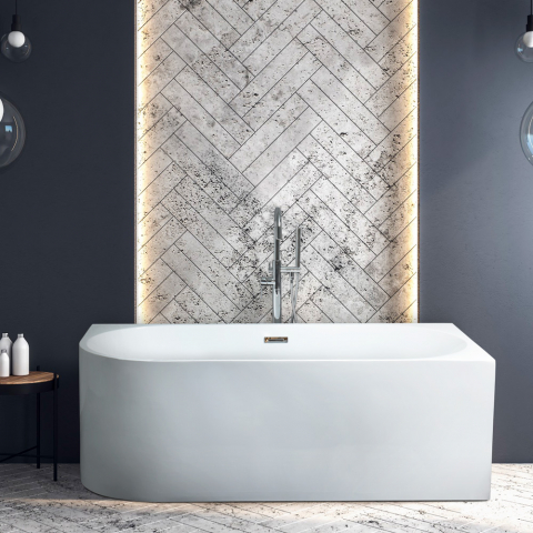Freestanding bathtub rounded corner resin fiberglass Panarea