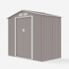 Box in gray galvanized sheet metal shed garden tools Chalet 213x127x195cm Sale
