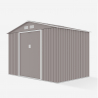 Heavy duty solid gray sheet metal box for garden storage tools Ortisei 277x191x202cm Discounts