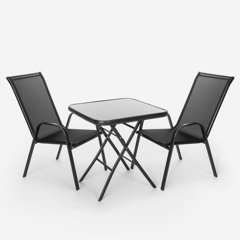 Outdoor garden set 2 modern chairs 1 square folding table Tuica Promotion