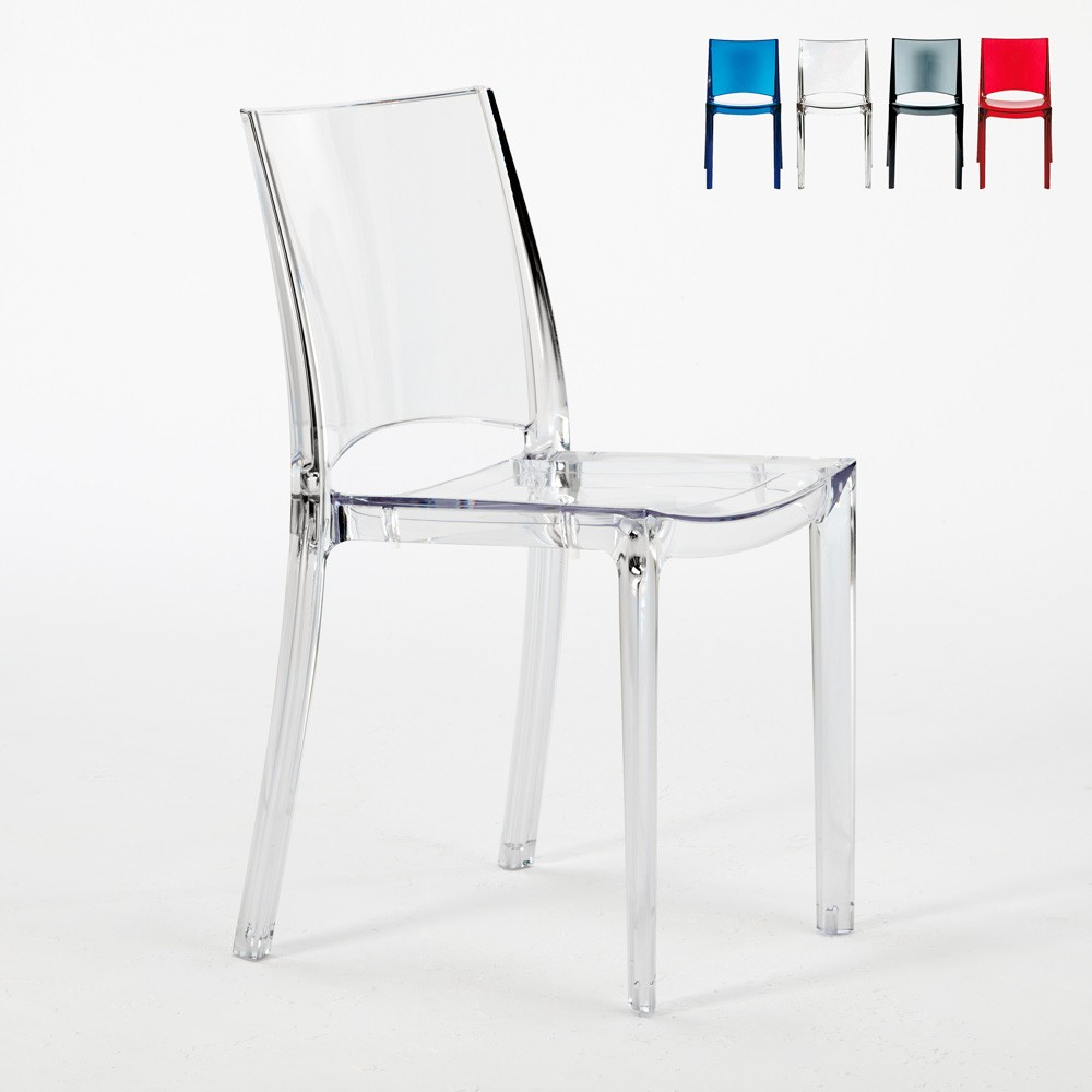 Transparent Design Chair in Polycarbonate Made in Italy for Home Interiors B-Side