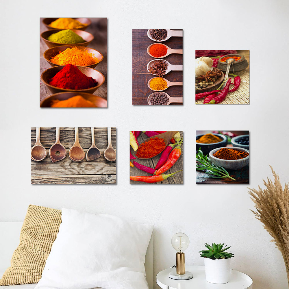 Set Of 6 Canvas Prints Paintings Canvas Kitchen Wooden Frame Sapori