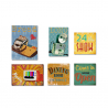 Set of 6 Retro Design Canvas Prints with Wooden Frame - Vintage Mood Posters On Sale