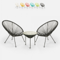 Acapulco Outdoor Garden Set with 2 Spaghetti Chairs and 50cm Round Table, Flaw Promotion