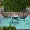 Acapulco Outdoor Garden Set with 2 Spaghetti Chairs and 50cm Round Table, Flaw Bulk Discounts