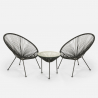 Acapulco Outdoor Garden Set with 2 Spaghetti Chairs and 50cm Round Table, Flaw Cost