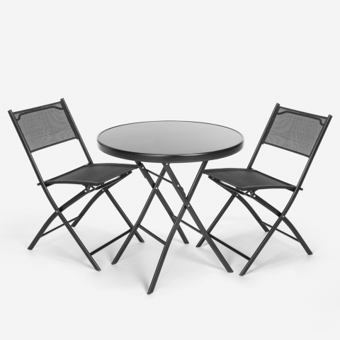 Set with round table and 2 chairs for outdoor garden modern design Bitter Promotion