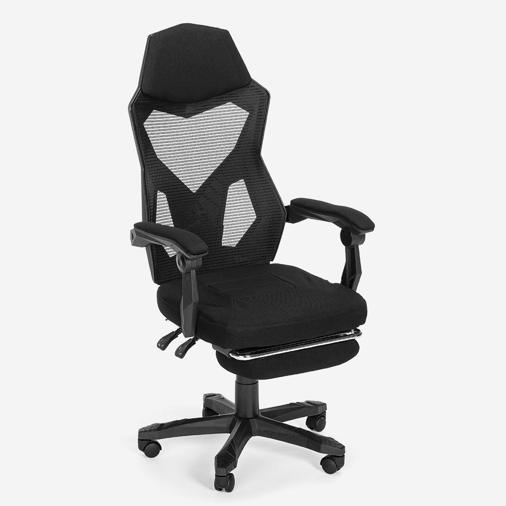 Gordian Plus Dark Ergonomic Gaming Chair with Futuristic Design, Breathable with Footrest