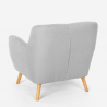 Modern Nordic style living room armchair in wood and fabric Modesto 