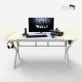 Sportbot LED 160 Ergonomic LED Gaming Desk 160x60cm Carbon Fiber with Headphone and Beverage Holder Promotion