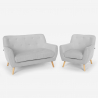 Lounge set armchair and 2-seater sofa Scandinavian design wood fabric Algot Measures