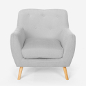 Lounge set armchair and 2-seater sofa Scandinavian design wood fabric Algot 