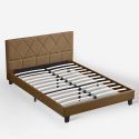 Nyon double bed with fabric slatted frame 160x190cm Offers