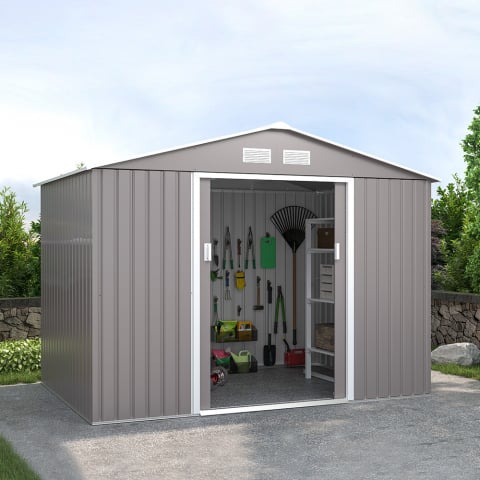 Heavy duty solid gray sheet metal box for garden storage tools Ortisei 277x191x202cm Promotion