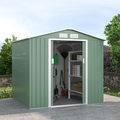 Green galvanized sheet metal shed garden toolbox St.Moritz NATURE 213x191x195cm Promotion