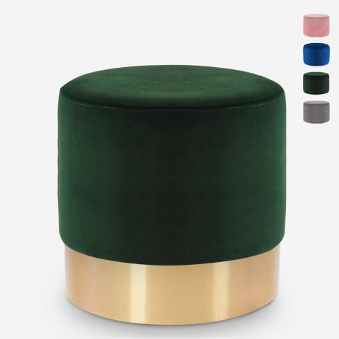 Low upholstered footstool pouf round velvet design Rossetto Promotion