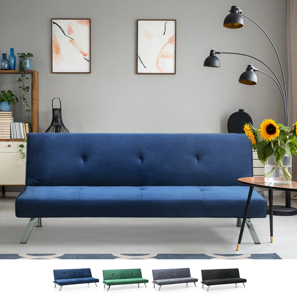 Probatus 2-Seater Convertible Sofa Bed with Reclining Design in Velvet Fabric