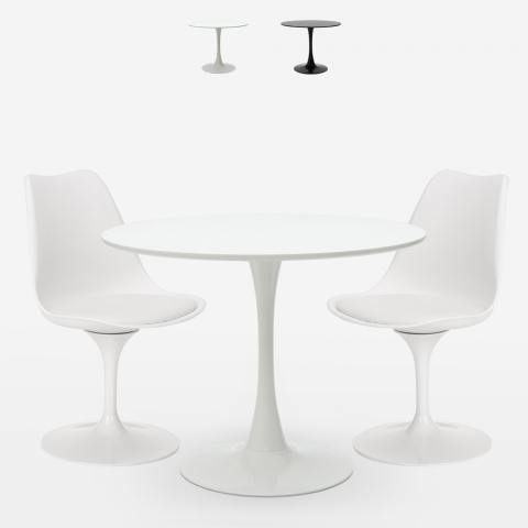 round table set 70cm design Tulipan 2 chairs modern scandinavian style iris Promotion