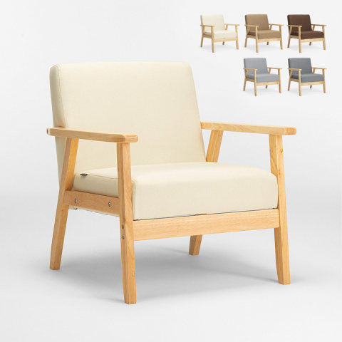Vintage Scandinavian retro design wooden armchair chair with armrests Uteplass Promotion