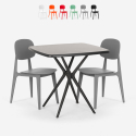 Modern black square table set 70x70cm 2 chairs design Wade Black Promotion