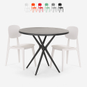 Berel Black 80cm round table set 2 designer chairs Measures