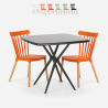 Set 2 chairs modern design square table 70x70cm Roslin Black On Sale