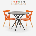 Eskil Black 80cm round design table set 2 chairs Sale