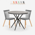 Eskil Black 80cm round design table set 2 chairs Promotion