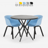 Set design round table 80cm black 2 chairs Oden Black Sale