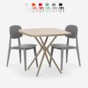 Modern beige square table set 70x70cm 2 design chairs Wade Offers