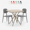 Modern beige square table set 70x70cm 2 design chairs Wade Offers